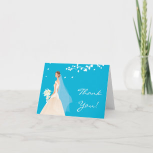 Elegant Turquoise Bride Thank You Note Card