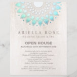 Elegant Turquoise Floral Lotus Mandala Flyer<br><div class="desc">Chic, sophisticated business card design featuring faux foil lotus mandala on scratched white marble stone background. This is not real foil - but an image. There is no shine or texture. A versatile calling card for creative professionals and entrepreneurs. This versatile networking card is also great for beauty salons, fashion...</div>