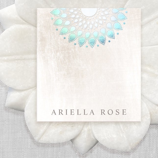 Elegant Turquoise Floral Lotus Notepad (Creator Uploaded)