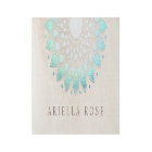 Elegant Turquoise Floral Lotus White Marble
