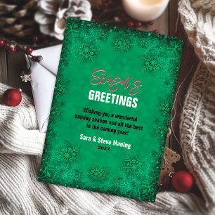 Elegant turquoise glitter snowflakes Christmas Holiday Card