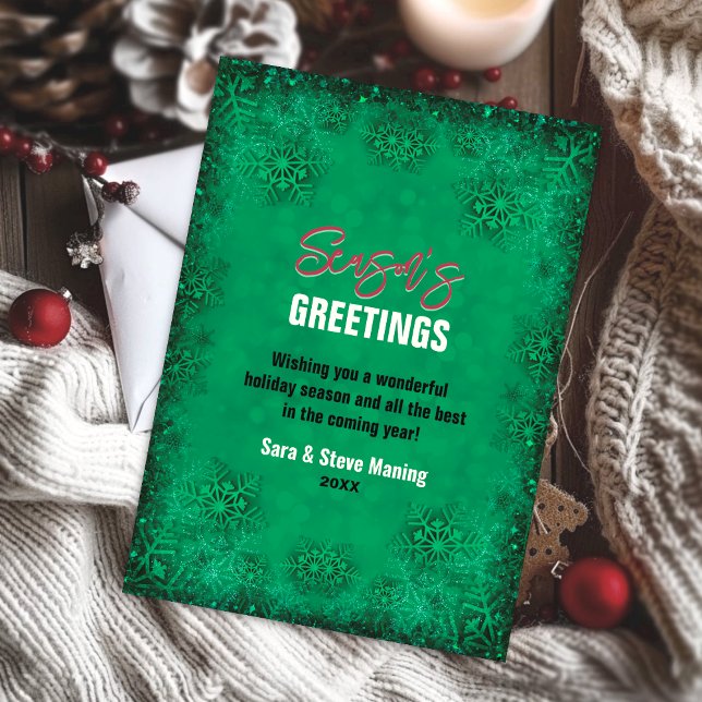 Elegant turquoise glitter snowflakes Christmas Holiday Card (Creator Uploaded)