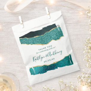 Elegant Turquoise & Gold Agate Wedding Favour Bags