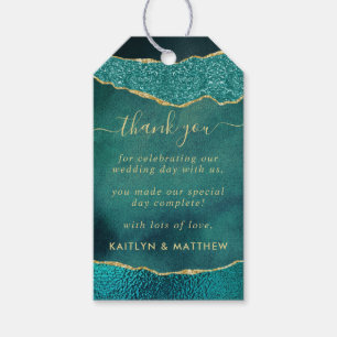 Elegant Turquoise & Gold Agate Wedding Gift Tags