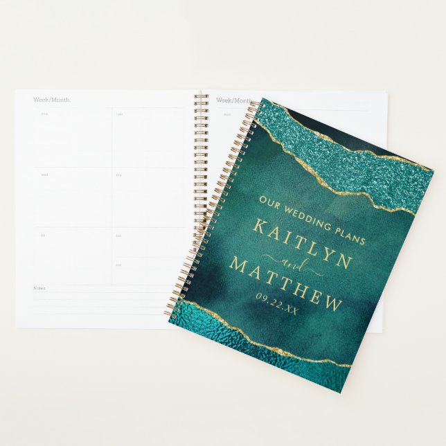 Elegant Turquoise & Gold Agate Wedding Planner (Display)