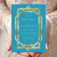 Elegant Turquoise Gold Vintage 1920s Deco Wedding