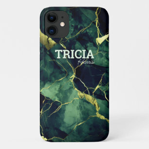 Elegant turquoise green marble faux gold glitter Case-Mate iPhone case