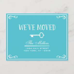 Elegant Turquoise Key Moving Announcement