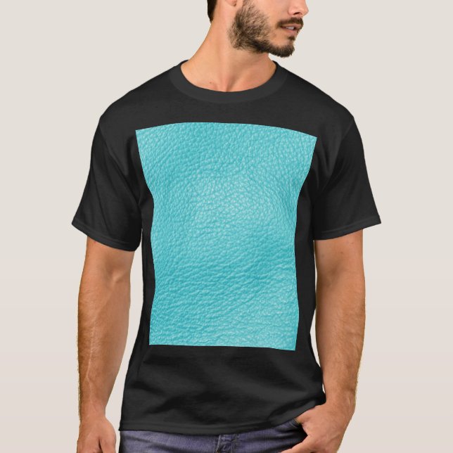 Elegant Turquoise Leather Texture T-Shirt (Front)
