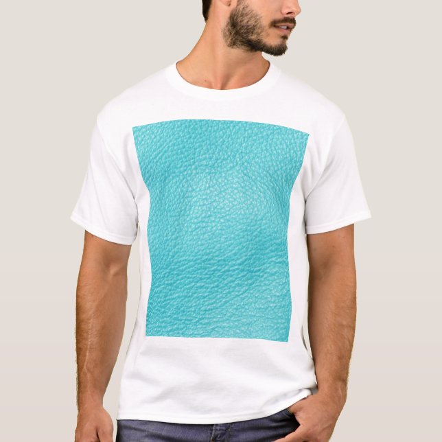 Elegant Turquoise Leather Texture T-Shirt (Front)
