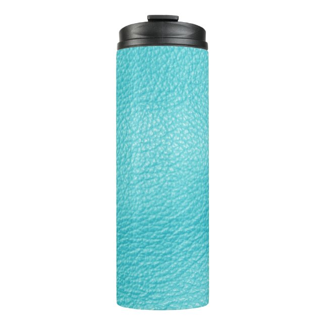 Elegant Turquoise Leather Texture Thermal Tumbler (Front)