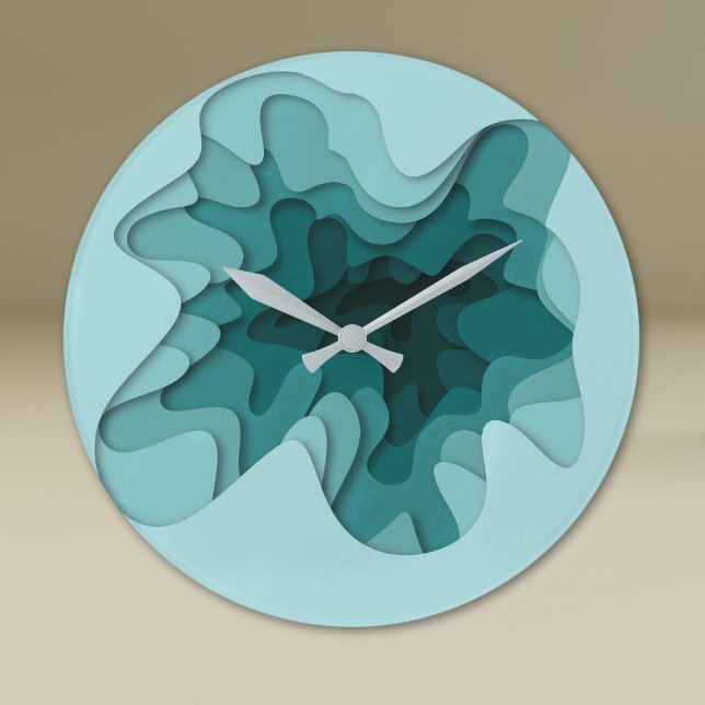 Elegant Turquoise Lines Abstract Large Clock (Creator Uploaded)