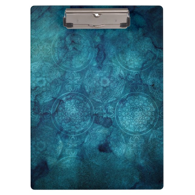 Elegant Turquoise Mandala Watercolor Pattern Clipboard (Front)