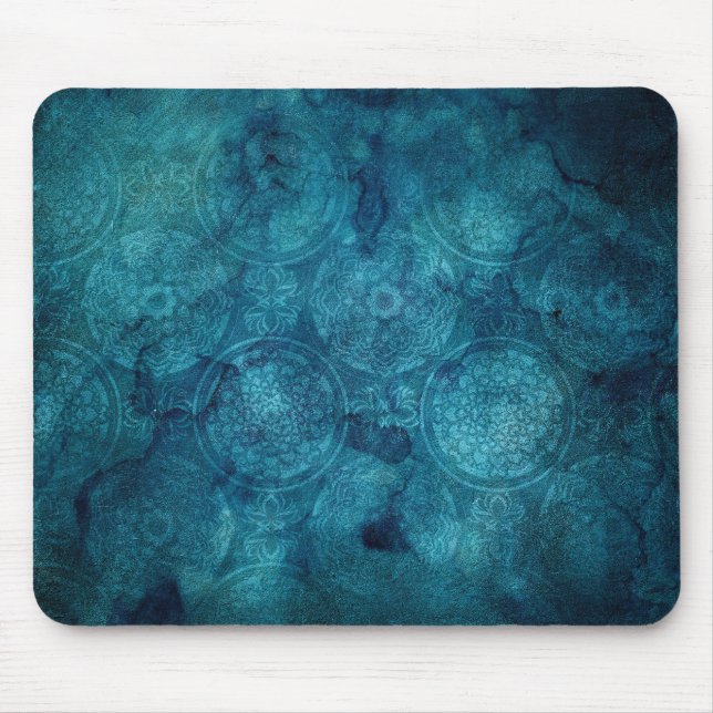 Elegant Turquoise Mandala Watercolor Pattern Mouse Pad (Front)