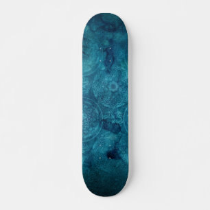 Elegant Turquoise Mandala Watercolor Pattern Skateboard