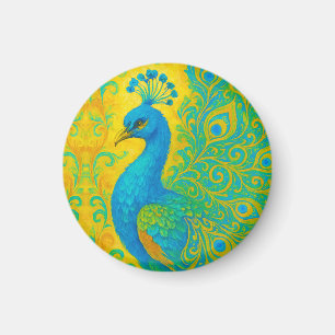 Elegant Turquoise Peacock Decorative Magnet
