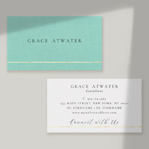 Elegant Turquoise Professional Gold Stripe Business Card