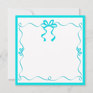 Elegant Turquoise Ribbon and Frame I Thank You Card