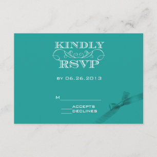 Elegant Turquoise RSVP Card with Ribbon