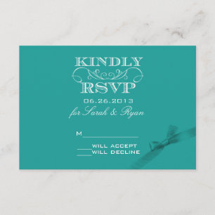 Elegant Turquoise RSVP Card with Ribbon