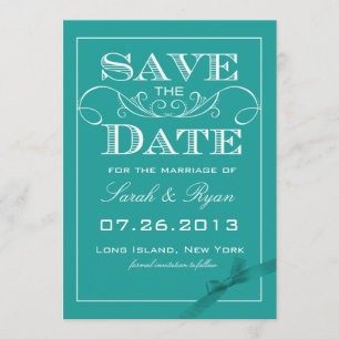 Elegant Turquoise Save the Date Announcement