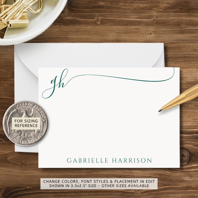 Elegant Turquoise Script Monogram Initials Gold Card (Creator Uploaded)