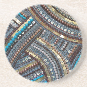 Elegant turquoise sequined coaster