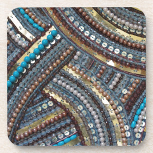 Elegant turquoise sequined coaster