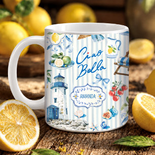 Elegant Turquoise Sicilian Lemon Citrus Collage Coffee Mug