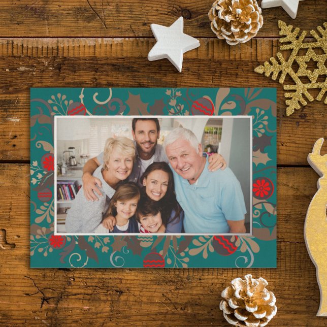 Elegant Turquoise & Silver Custom Photo Christmas  (Creator Uploaded)
