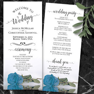 Elegant Turquoise Sky Blue Rose Romantic Wedding Programme