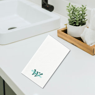 Elegant Turquoise Teal Monogram Family Name Napkin