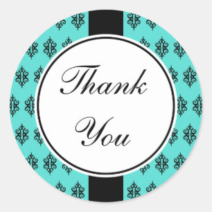 Elegant Turquoise Thank You Stickers