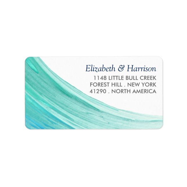 Elegant Turquoise Tides Beach Wedding Label (Front)