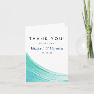 Elegant Turquoise Tides Beach Wedding Thank You