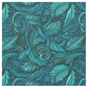 Elegant turquoise tooled leather fabric