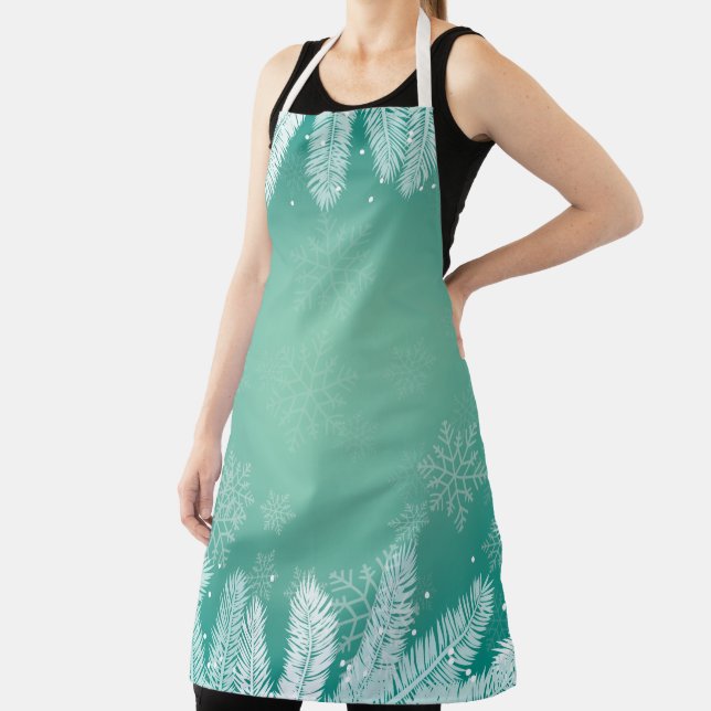 Elegant Turquoise Winter Apron (Insitu)
