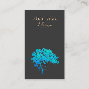 Elegant Turquoise Zen Tree Logo Black Business Card