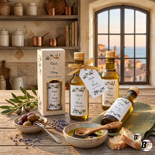 Elegant Tuscan Olive Branch Wedding Favour Wine Label