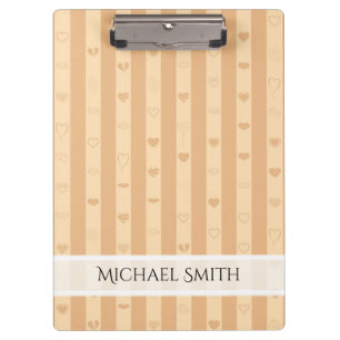 Elegant Tuscan Stripe Modern Heart Pattern Clipboard