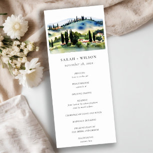Elegant Tuscany Italy Landscape Wedding Program Invitation