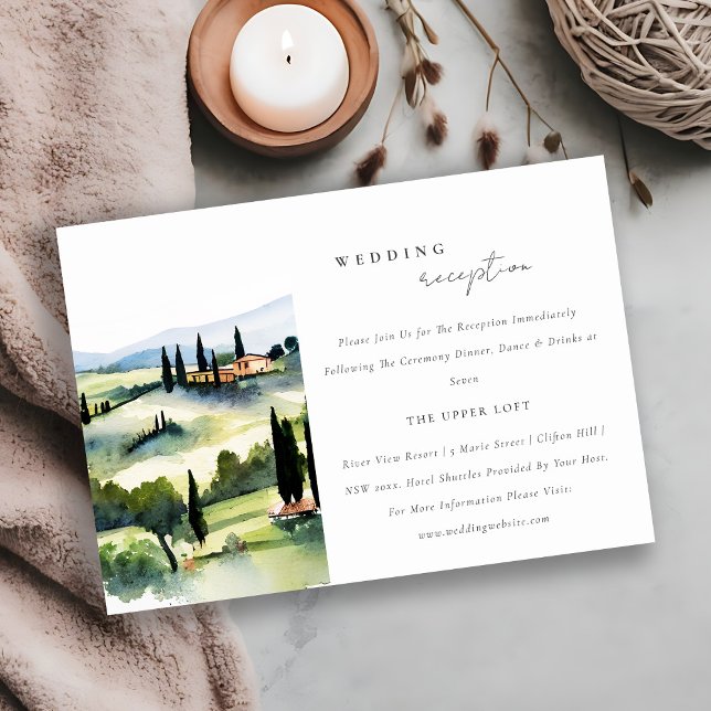 Elegant Tuscany Italy Landscape Wedding Reception Enclosure Card (Creator Uploaded)