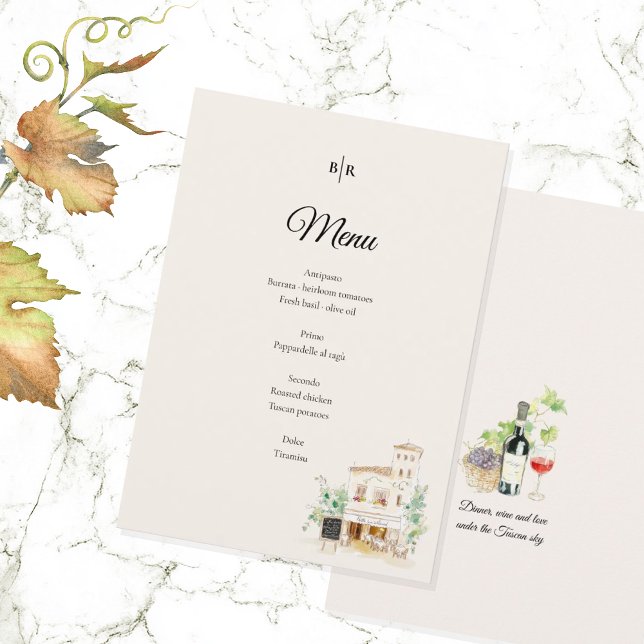Elegant Tuscany Wedding Menu Italian Villa Dinner (Creator Uploaded)