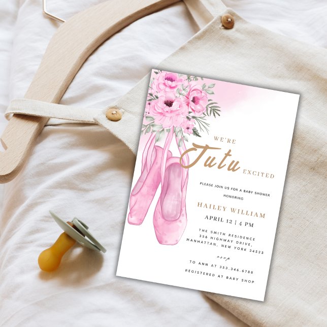 Elegant TuTu Ballerina Ballet Girl Baby Shower  Invitation (Elegant TuTu Ballerina Ballet Girl Baby Shower Invitation)