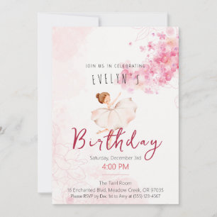 Elegant Tutu Ballerina Birthday Girl Invitation