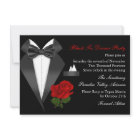 Elegant Tux & Rose Black Tie Dinner Party Invite