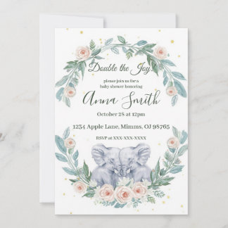 Elegant Twin Baby Shower Invitation – Watercolor