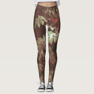 Elegant Twining Floral Vines Illustration Leggings
