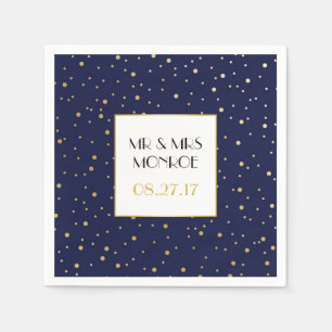 Elegant Twinkle Stars Midnight Blue Sky and Gold Napkin
