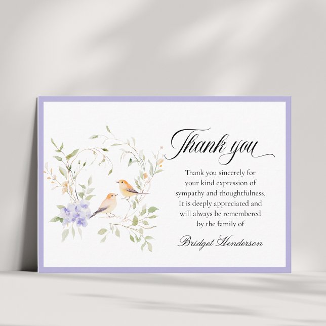 Elegant Two Birds Funeral Thank You Card (Creator Uploaded)
